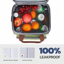 Maelstrom 23L Insulated Lunch Box For Men Women,Expandable Double Deck Lunch Cooler Bag,Lightweight Leakproof Tote Bag With Side Tissue Pocket,Gray