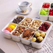 4/8 Grid Portable Snack Platters Organizer Divided Serving Tray With Lid And Handle With Reusable Snack Box Home Decor - Multicolor - View 1