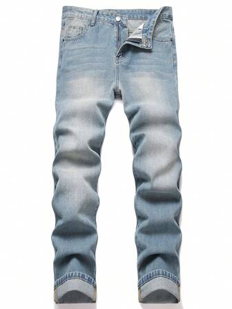 Retro Straight Leg Jeans For Teen Boys, European And American Style