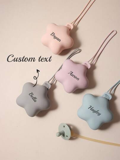 1pc Star Shaped Silicone Pacifier Case With Hanging Strap, Large Capacity To Hold 3 Pacifiers, Convenient Accessory For Mommy Bags