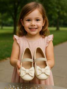 balerina para niña flats con moño perla con moño para fiestas - Beis - Ver 1