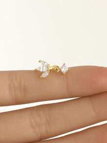 1件精致925纯银四叶草造型锆石耳夹耳环，带吊坠，低致敏性，适合女性日常佩戴 - 三葉草+圓鑽吊墜耳圈 - 查看 3