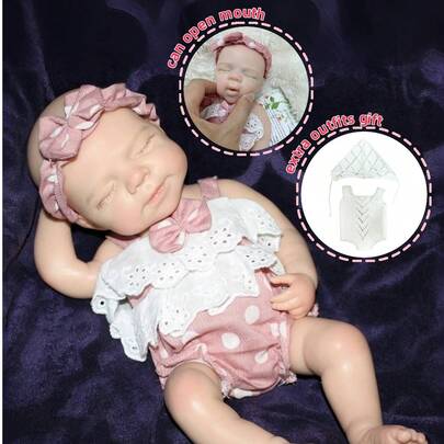 1 PC 13 Inches Painted Silicone Baby Pascale Girl With 2 Sets Of Outfits, Handmade Soft Silicone Princess Reborn Doll - Full Body Silicone, Anatomically Accurate, Realistic Skin Color, Perfect Companion Or Collectible Gift For Girls