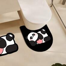 1/3pcs Set, Cute Pink Heart Panda Pattern Home Decor Mat Set, Bathroom Non-Slip Absorbent Mat, Silica Gel Retro Pattern Bath Mat, U-Shaped Toilet & Vanity Absorbent Foot Mat, 2.5mm Thickness Entryway Decor Bathroom Kitchen Decor Kitchen Rug