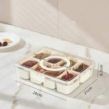 4/8 Grid Portable Snack Platters Organizer Divided Serving Tray With Lid And Handle With Reusable Snack Box Home Decor - Multicolor - View 7