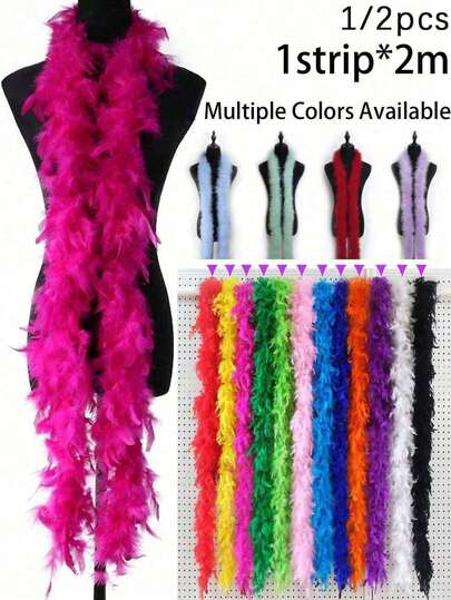 Feather Scarf, DIY Party Decorations, Colorful Feather Scarf, Scarf Decorations, Suitable For Birthday Party, Halloween, Christmas, Racing, Afternoon Tea, New Year's Eve, Concerts, Home Decor, Dance Weddings, Stage Performances, Carnival Costumes And Accessories, Party Supplies