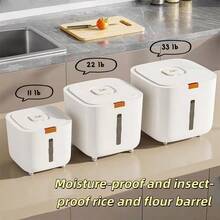 1 thùng đựng gạo dùng trong gia đình, chống côn trùng và chống ẩm, xi lanh đựng gạo kín, lọ đựng bột cao cấp, hộp đựng gạo dung tích lớn, khóa nắp tích hợp, thùng đựng gạo chống ẩm có cơ chế ép, thùng đựng gạo dung tích lớn có nắp mở bằng một nút bấm. - trắng - Xem 11