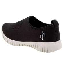 Usaflex Women's Slip-On Comfort Knit AE2208 Casual Sneakers - 黑與白 - 查看 5