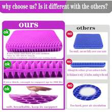 Plus Size Gel Seat Cushion For Long Sitting Extra Large And Thick Pressure Relief Seat Cushion For Back Hip Sciatica Tailbone Pain Use For The Office Wheelchair Car Stadium Gym. Pink - 粉色 - 查看 5