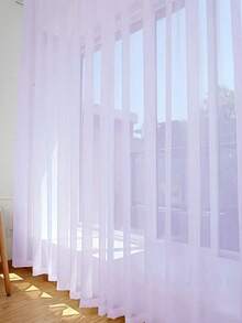 1pc Elegant Sheer Purple Voile Curtain With Transparent Rod Pocket Design, Suitable For Bedroom, Living Room, Kitchen, Bathroom, Modern Home Decor - Mauve Purple - View 4
