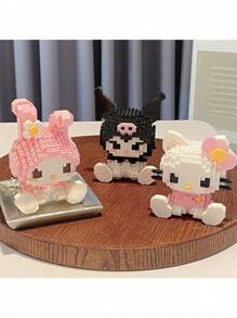 10 厘米 500 块 Sanrio 动漫 Hello Kitty My Melody Cinnamoroll Kuromi 积木礼物 Pochacco Pompompurin 积木卡哇伊卡通动漫人物迷你组装玩具积木生日礼物房间装饰 - 彩色 - 查看 7