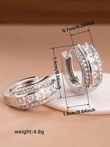 1 Paar elegante Ohrringe mit kubischem Zirkonia, geeignet für Frauen, passend für Hochzeiten, Verlobungen, Jahrestage, Valentinstag und andere Anlässe - Silber - Übersicht 4