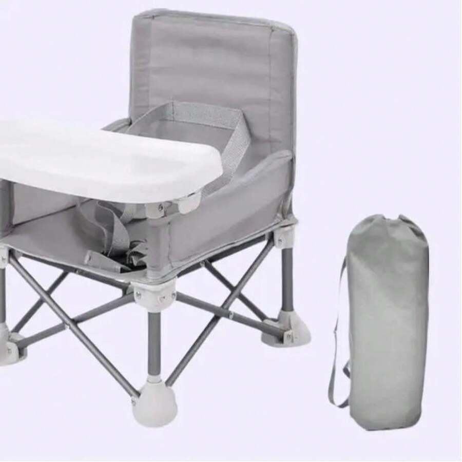 Seat Booster Toddlers Dining Chair With Removable Tray & Travel Bag Ergonomic Comfortable Backrest Durable Portable Grey Essential For - 305 - View 1