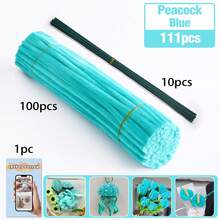 30厘米绿色花茎铁丝+视频教程，60色雪尼尔绒条，适合万圣节、返校季，30厘米彩色绒条手工材料，雪尼尔绒条，毛绒金属丝扎带，价格实惠，品质优良 - 彩色 - 查看 37