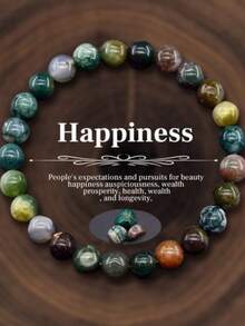 1pc Natural Crystal Beaded Bracelet, Elastic Stretch Bracelet Suitable For Men And Women, Daily Wear - Natural Stone Bracelet - View 25