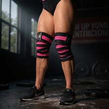 GOGI SPORTS Knee Wraps Premium Quality Knee Bandages Crossfit Gym - Pink - View 5