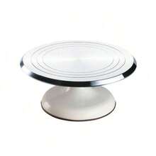 Plataforma giratoria para tartas de 10 pulgadas, de aleación de aluminio y silenciosa, para hornear, decorar y hacer postres - Blanco - Ver 7