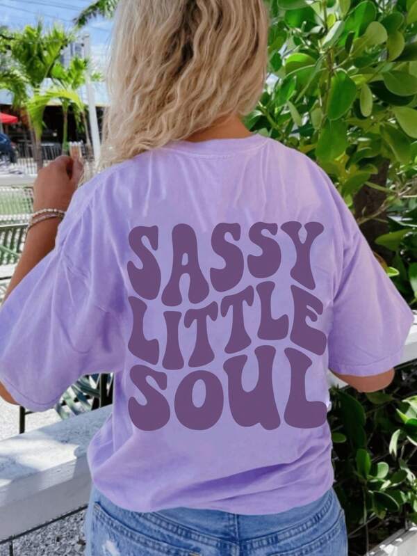 Teen Girl Letter Graphic Round Neck Short Sleeve Loose T-Shirt, Casual Pullover Top For Summer,Suitable For Vacation, Shopping And School Wear