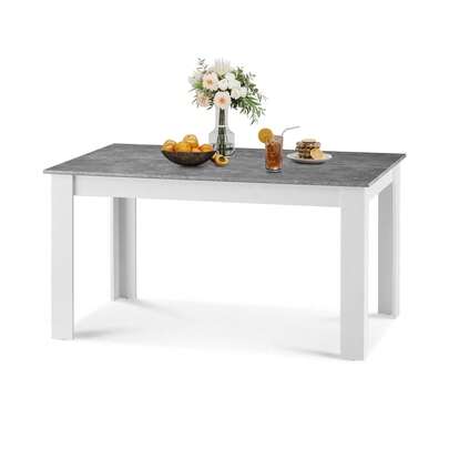 CLIPOP Wooden Dining Table Rectangle 4 Seater Kitchen Breakfast Table In White And Grey Finish Modern Kitchen Dining Room Furniture (Top 138 Cm X 90 Cm)