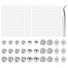30-35pcs Fake Belly Piercing Cubic Zirconia Belly Button Rings Ear Lip Eyebrow Nose Non Piercing Studs Fake Piercing Jewelry - Multicolor-3 - View 9