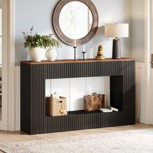 Tribesigns Modern Console Table, 55-Inch Wood Entryway Table With Storage, Narrow Long Sofa Table Behind Couch Table For Living Room, Foyer, Hallway, Black - Walnut & Black - View 2