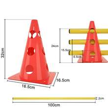 12 PCS Multi-Function Cones, Sports Push-In Hurdle Set, Push-In Hurdle Set Coordination Training, Can Be Used For Obstacle Training, Rotation Training - Red - View 3