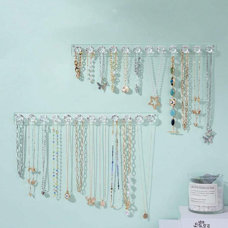Giá treo vòng cổ, móc treo vòng cổ bằng acrylic, hộp đựng vòng cổ treo tường, móc treo trang sức vòng cổ, vòng tay, dây chuyền