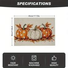 4-Piece Set Of Autumn Thanksgiving Themed Placemats With Pumpkin And Maple Leaf Print Designs, Measuring 30X45 Centimeters, Is Perfect For Theme Decoration In Thanksgiving Restaurants, Dining Tables, Indoor And Outdoor Gatherings, And Rural Kitchens. It Is The Best Choice For Thanksgiving Gifts.
