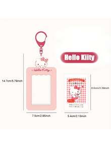 1个Hello Kitty、肉桂狗、酷洛米、美乐蒂、布丁狗和波恰可透明照片卡套带钥匙扣挂件，可爱卡通女孩礼品套装 - 彩色 - 查看 3
