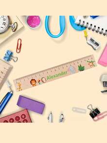 Custom Wooden Ruler With Name And Cute Dinosaur, Rainbow, Bear, Mushroom, Star, Cloud, Music Symbol, Pencil, Ruler For School, First Day Of School Gift, School Supplies, Joke Design, Durable Ruler