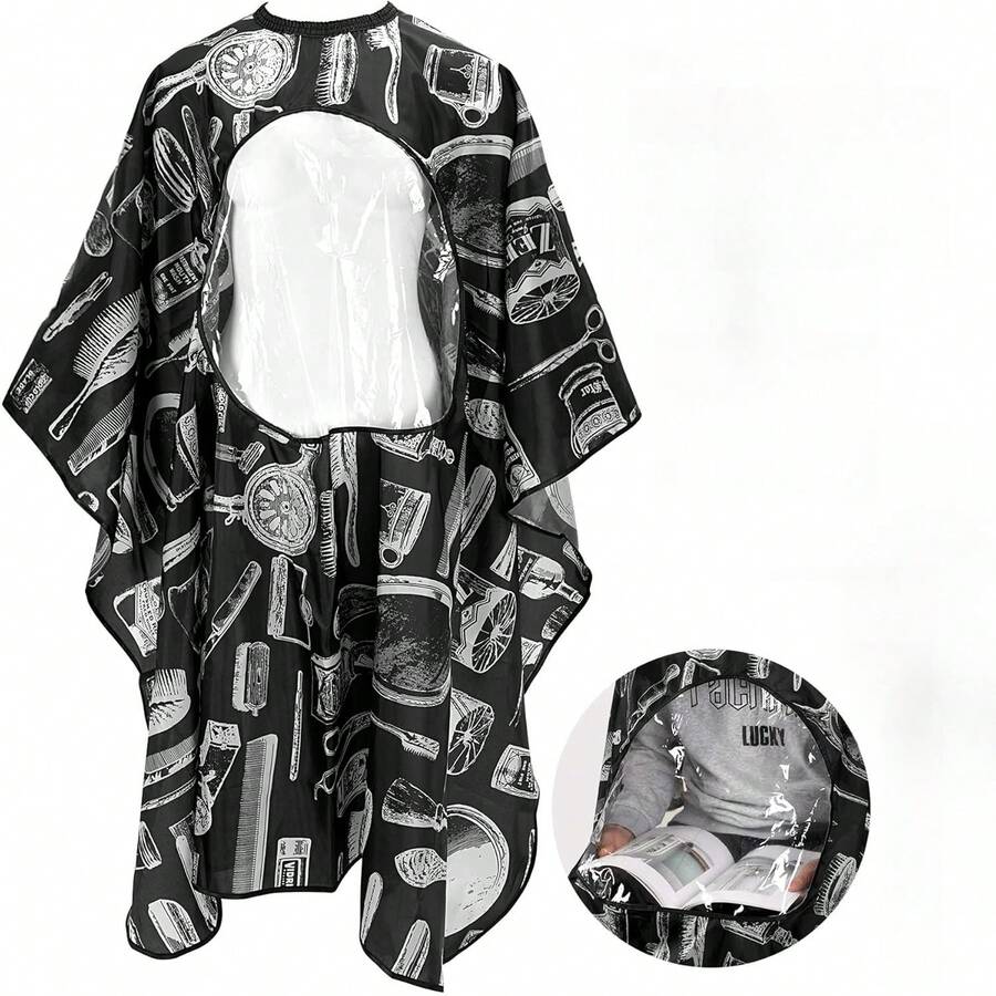 1PC Haircut Tool Pattern Capes Cutting Waterproof Non Sticky Hair Cloth Hairdressing Haircut Capeswith See-Through Window Cape - Multicolor - View 1