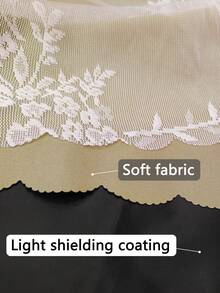 1 件双层 100% 遮光无钻窗帘，浪漫蕾丝透明顶层和自粘轻质底层面料，隐私保护和遮阳，自粘便携式窗帘适用于门、卧室、客厅、办公室、地下室、厨房、变暗房间、秋季装饰、秋季装饰、房间装饰 - 米色 - 查看 8