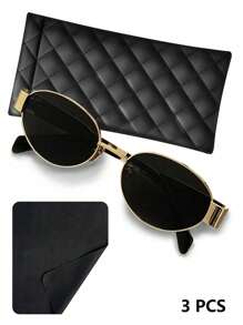 女士金属框椭圆/多边形时尚眼镜（半框），适合日常佩戴和户外活动 - 彩色 - 查看 11