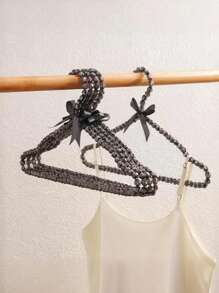 1件/10件蝴蝶结钻石珍珠衣架，高端精致收纳衣架，衣柜展示衣架，钻石珍珠塑料防滑无缝衣架，仙女可爱串珠晾衣架，女士连衣裙衣架 - 彩色 - 查看 7