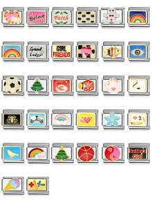 1 件 2025 情人节精美 9 毫米宽 1 件心形与数字英文字母设计 DIY 迷人情侣手链不锈钢首饰制作配件 - 彩色 - 查看 13