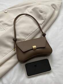 Retro Lightweight,Business Casual Chocolate Brown Flap Bag Vintage PU For Teen Girls Women College Students,Rookies & White-Collar Workers Perfect For Office,College,Work ,Business,Commute,Outdoors, Travel, Outings - Brown - View 6