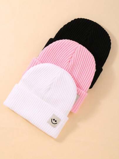 3件套儿童针织帽保暖宝宝针织帽男童女童可爱时尚针织帽日常聚会婴儿针织帽秋冬