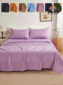 Set de 4 piezas de sábanas de color café sólido liso, confeccionado en microfibra súper suave y de fácil cuidado, que incluye (1 sábana plana, 1 sábana ajustable, 2 fundas de almohada)