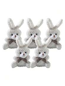 5个卡通领结坐姿兔子毛绒玩偶，可DIY钥匙扣、包包挂件，适合情人节、毕业派对、生日礼盒、婚礼派对装饰、生日派对DIY装饰、包包钥匙扣挂件、圣诞节、儿童派对礼物、儿童礼物 - 彩色 - 查看 10