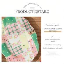1pc-10-Inch Hand-Drawn Elaborate Grid Ceramic Fish Plate, Creative Breakfast Plate, Snack Plate, Steak Plate, High-Temperature-Resistant Oval Home Plate - 綠色 - 查看 2
