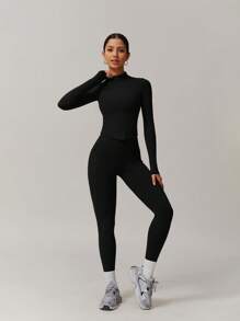 6pecil 2 Stücke/Set Damen Slim Fit Lässig Yoga Outfit, Langarm Top und lange Hose für Alltag Herbst/Winter Gym Set Trainingsanzug für Frauen