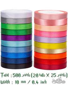 5/12 颜色 125/300 码缎带织物丝带丝绸带多色卷，2/5 英寸宽情人节丝带非常适合花束礼品包装、蝴蝶结制作工艺品、发饰、婚礼派对装饰情人节 - 彩色 - 查看 11