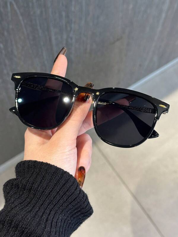 1 pieza Gafas de sol básicas de moda de marco completo de plástico de alta calidad para adolescentes, ideales para correr, verano, vuelta al colegio, vacaciones, salidas y accesorios