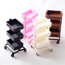 1pc Dollhouse Moving Push Cart Storage Rack Furniture Accessories For 6-Inch BJD Dolls Play Scene (Requires Assembly)