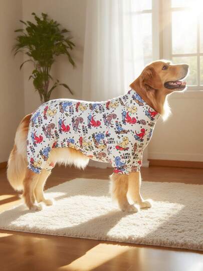 Pijama para cachorro, Traje de recuperação para cachorro, Fantasia para cachorro, Pulôveres para cachorro, Dog StuffUltra, Roupas para cachorro, Roupas para cachorro, Acessórios para cachorro, Pijama para filhote, Roupas para filhote, Acessórios para filhote, Roupas para filhote, Pijama para cães de raças pequenas, médias e grandes, Macio e elástico, Estampa completa - Dinossauro de desenho animado colorido e padrão de skate "LETS SKATE", P-6GG