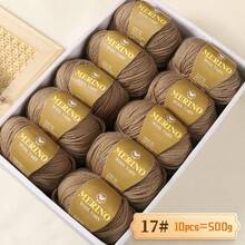 500g 精细 212 美利奴羊毛和羊驼毛线，手工编织 DIY 材料，适用于男女秋冬季毛衣、围巾、帽子和保暖服装。1 个大包装，10 个球/包 - 彩色 - 查看 36
