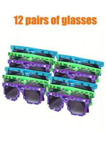 1 set di 24 articoli per feste, inclusi 12 occhiali da gioco e 12 braccialetti, perfetti come regali per feste di compleanno, decorazioni per feste e regali per giocatori adulti in stile cartoni animati, set di occhiali per feste di Ognissanti/Natale, forniture per feste, accessori per foto