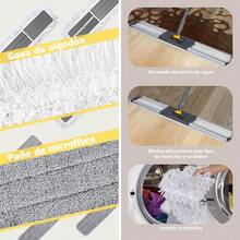 Large Flat Mop, Cleaning Mop With Telescopic Handle, Professional Industrial Mop With 3 Microfiber Pads For Dry And Wet Use, 80 X 11 X 154 Cm - Mopa de Microfibra - 查看 5