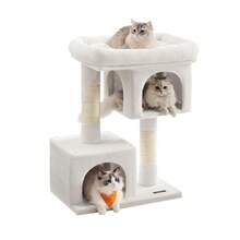 Cat Tree, 84 Cm Tower, L, Condo For Large Cats Up To 7 Kg, Large Perch, 2 Caves, Scratching Post, Cream White - White - View 7