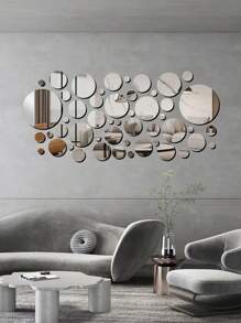 32pcs Large And Small Circle Mirror Wall Stickers, Acrylic Wall Decoration Circle Mirror, Room Decoration Stuff, Bedroom Decor, Room Decor, Bathroom Decor.